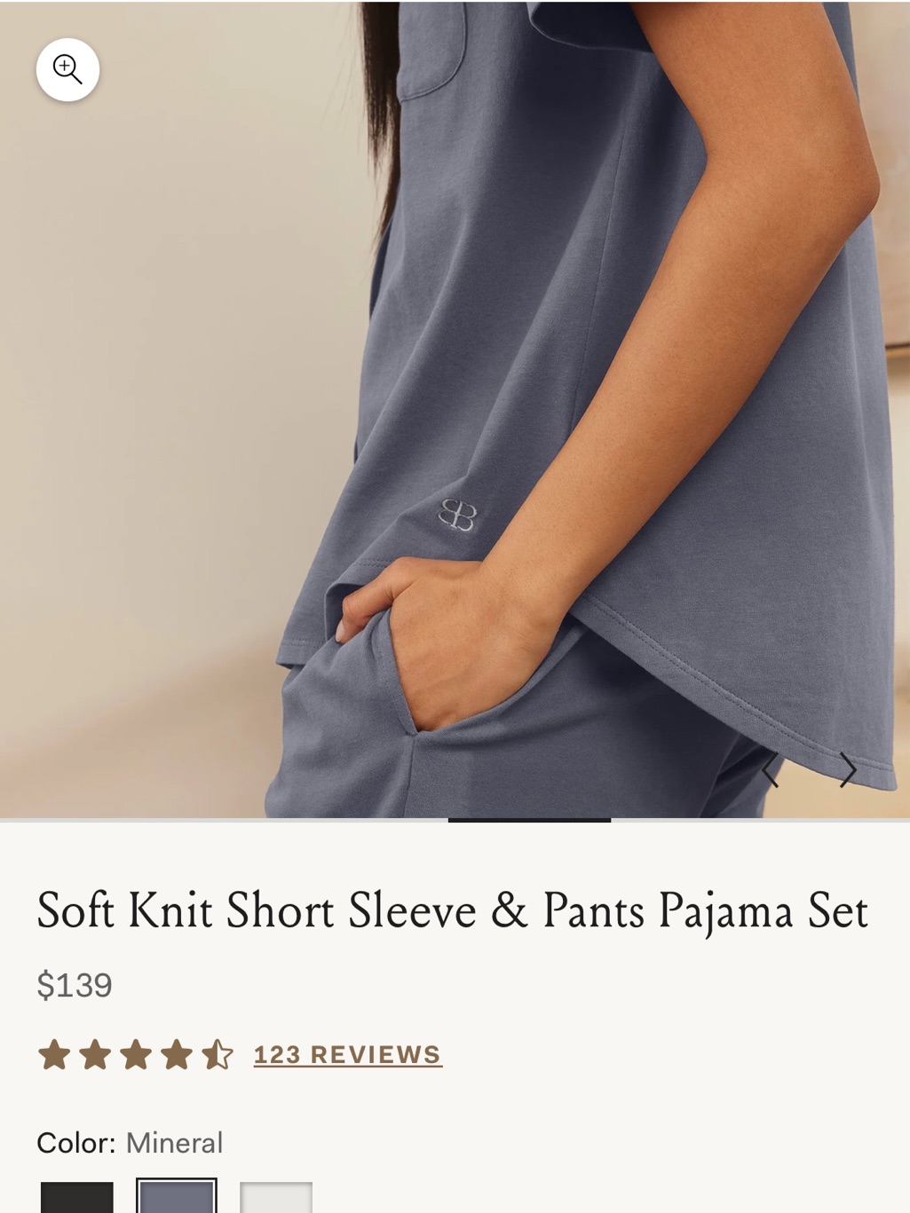 Soft Knit Short Sleeve & Pants Pajama Set - Mineral-Nwt Size M — image 2 of 6